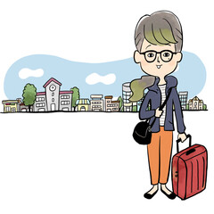 都会の街を行く女性