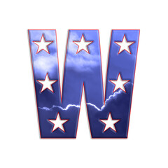 Hollywood stars style letter, isolated design element, national patriot alphabet, freedom goverment US font