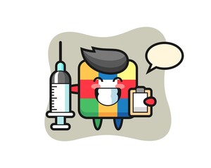 Mascot Illustration of rubik cube as a doctor