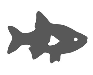 Grey silhouette of fish on white background