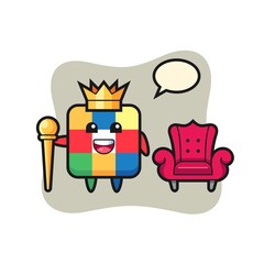 Mascot cartoon of rubik cube as a king