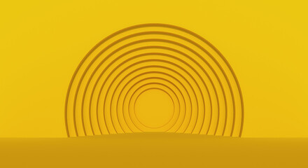 Abstract room circles yellow background.