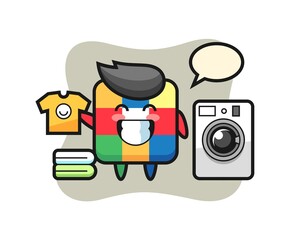 Mascot cartoon of rubik cube with washing machine