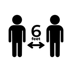 Obraz premium Social distance icon. 6 foots. Poster vector illustration