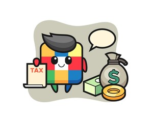 Character cartoon of rubik cube as a accountant
