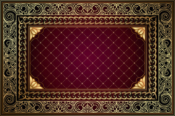 Golden ornate decorative vintage design card