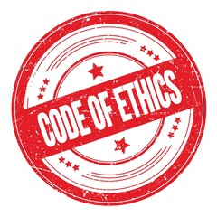CODE OF ETHICS text on red round grungy stamp.