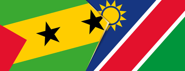 Sao Tome and Principe and Namibia flags, two vector flags.