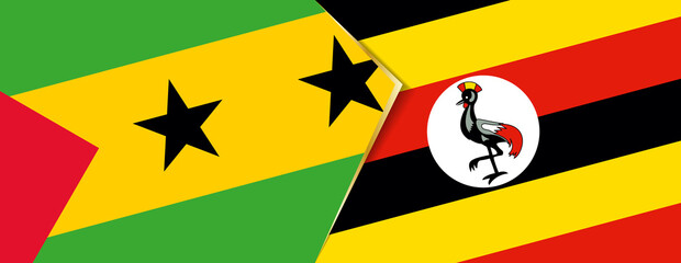 Sao Tome and Principe and Uganda flags, two vector flags.