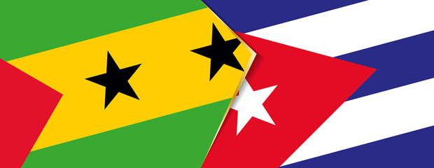 Fototapeta na wymiar Sao Tome and Principe and Cuba flags, two vector flags.