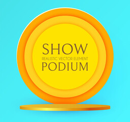 3D realistic circle posium. Empty stage. Showcase design.