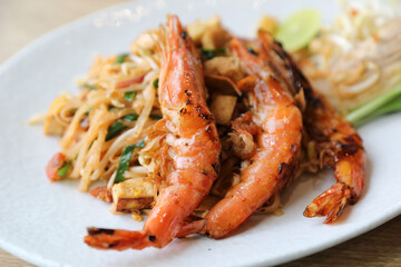Thai food pad thai local food fried noodle with shrimp