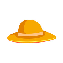 Straw yellow hat on white background background, vector illustration