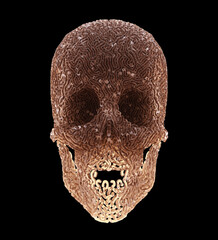 Abstract Translucent Carved Skull Isolated On Black Background