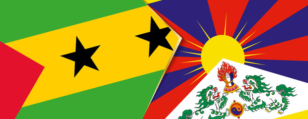 Sao Tome and Principe and Tibet flags, two vector flags.