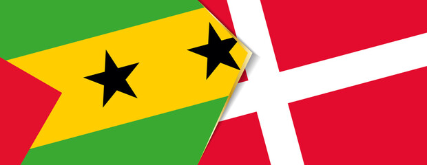 Sao Tome and Principe and Denmark flags, two vector flags.