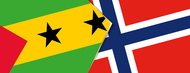 Sao Tome and Principe and Norway flags, two vector flags.