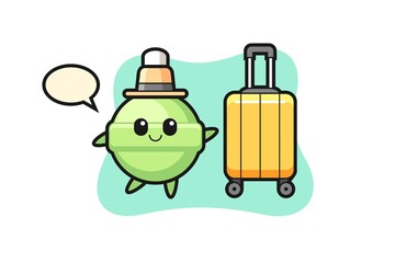 lollipop cartoon illustration with luggage on vacation