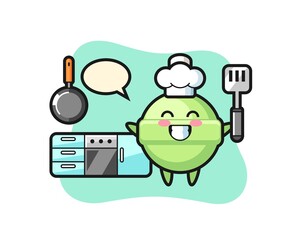 lollipop character illustration as a chef is cooking