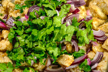 Plate with juicy, fresh vegetables and meat