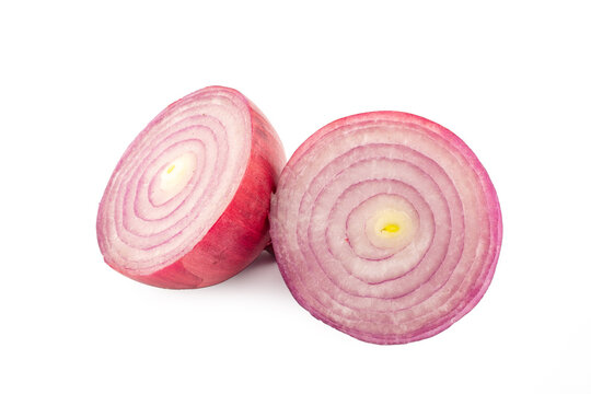 Red fresh onion isolated on white background
