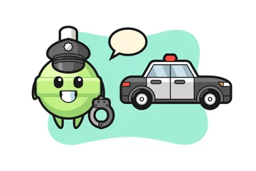 Stickers pour porte Course de voitures Cartoon mascot of lollipop as a police