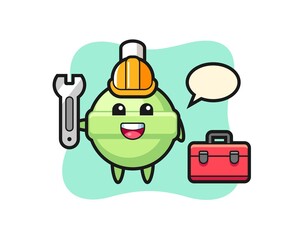 Mascot cartoon of lollipop as a mechanic
