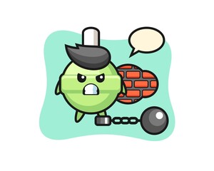 Character mascot of lollipop as a prisoner