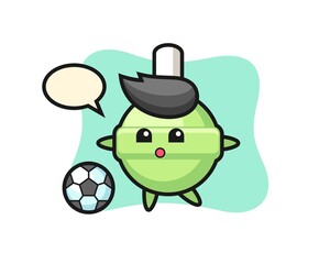 Illustration of lollipop cartoon is playing soccer