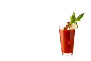Bloody Mary cocktail in glass isolated on white background. Copy space © chandlervid85
