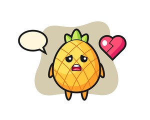 pineapple cartoon illustration is broken heart