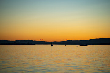 Sunset on the fjord of Oslo