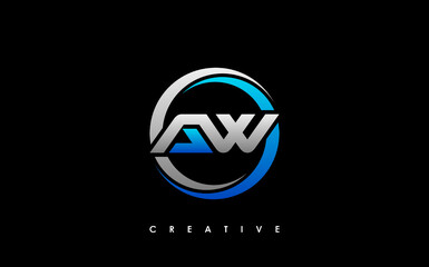 AW Letter Initial Logo Design Template Vector Illustration - obrazy, fototapety, plakaty