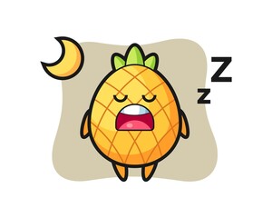 pineapple character illustration sleeping at night