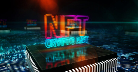 NFT Crypto Art technology symbol 3d illustration - obrazy, fototapety, plakaty