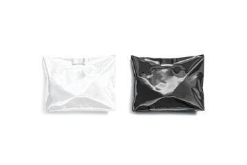 Blank black and white die-cut full plastic bag mockup, isolated
