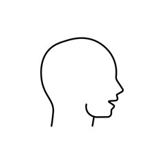 Head profile or human silhouette line icon in black. Trendy flat style isolated symbol, can be used for: illustration, minimal, logo, mobile, app, emblem, design, web, site, ui, ux. Vector EPS 10