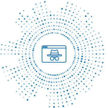 recommend clip art: Blue line Browser incognito window icon isolated on white background. Abstract circle random dots. Vector