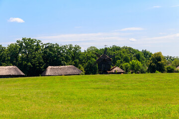 Obraz premium View of Open-air Museum of Folk Architecture and Folkways of Ukraine in Pyrohiv (Pirogovo) village near Kiev, Ukraine
