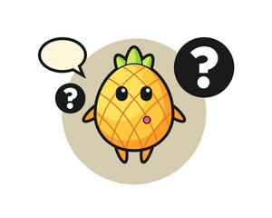 Cartoon Illustration of pineapple with the question mark