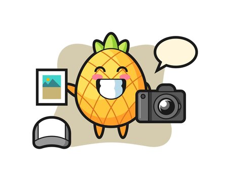 Character Illustration of pineapple as a photographer