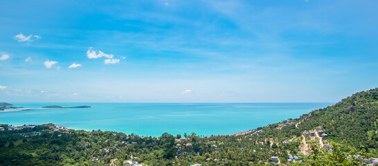 Scenery koh Samui view point in Southern, Thailand., landmark and popular for tourists attraction. Southeast Asia travel and tropical summer vacation concept