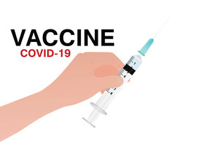 Hand hold vaccine. vector illustration