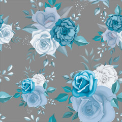 Beautiful blue flower seamless pattern