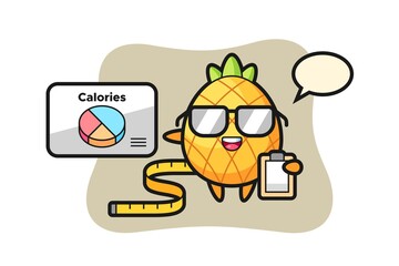 Illustration of pineapple mascot as a dietitian