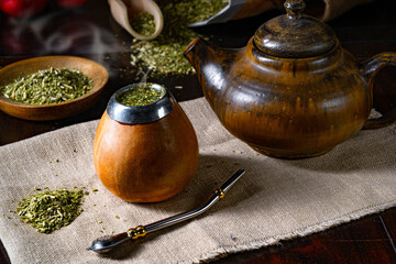 Prepare yerba mate with calabash and bombilla