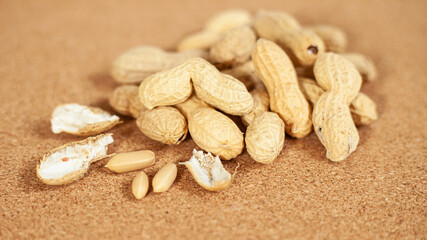 peanuts on a cork tray