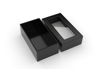hard box with window set mock-up. Good for packaging design. 3d illustration