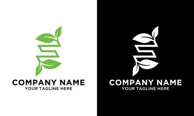 Initial Letter S With Leaf Luxury Logo. Green leaf logo Template vector Design.