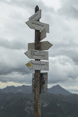signpost in the mountains